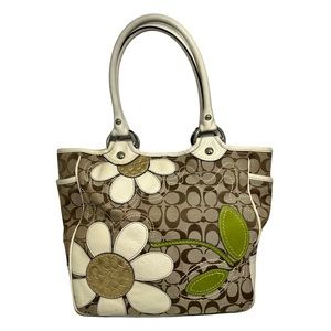Coach bleecker signature floral tote bag